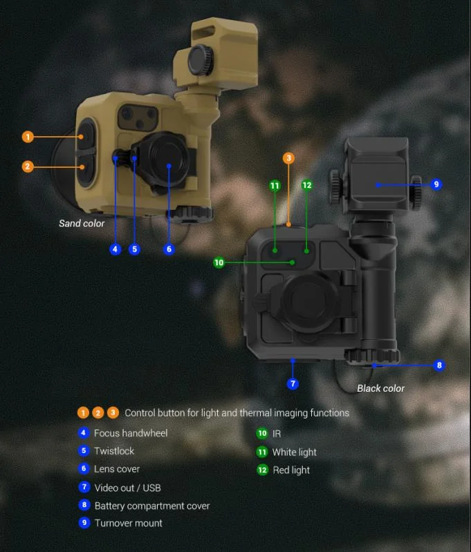 12um Digital Infrared Thermal Imaging Night Vision Spotting Scope with with LED Light and Sos Light